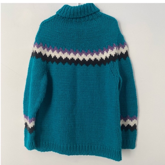 Vntg 90s Hand-knit 100% Wool Oversized Sweater XL - Picture 10 of 10